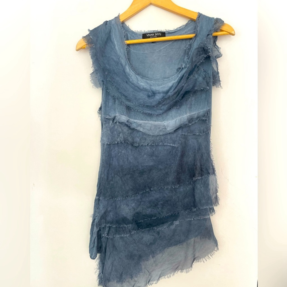 VIVIAN SHYU silk made in italy Blue Layered Women's top shirt
